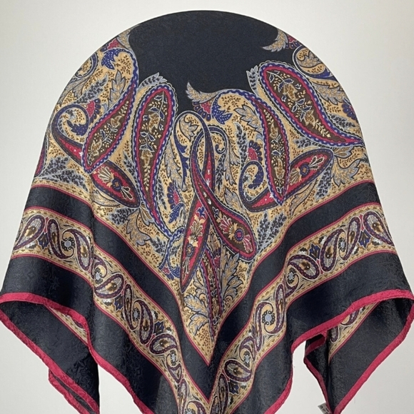 YVES SAINT LAURENT scarf paisley classic design silky scarves style multi color - Picture 1 of 11